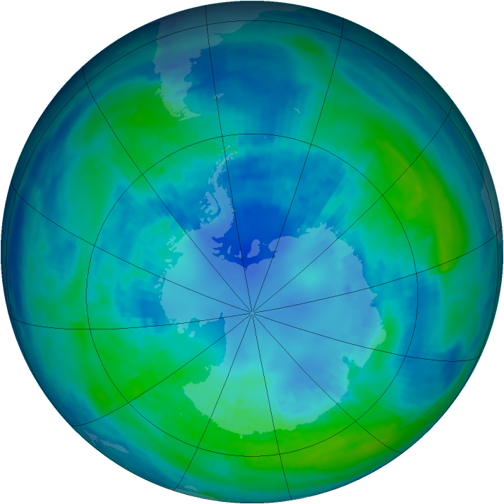 Antarctic ozone map for 16 April 1986